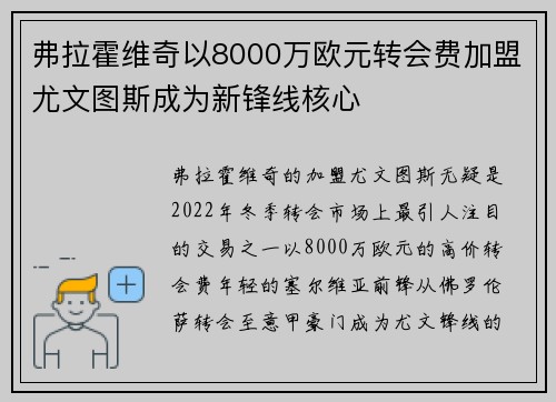 弗拉霍维奇以8000万欧元转会费加盟尤文图斯成为新锋线核心